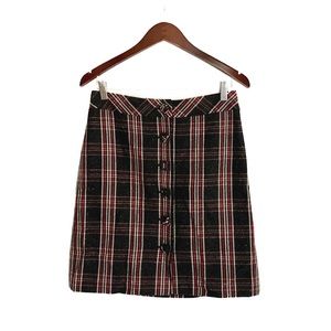 LOFT Plaid Button Front Skirt